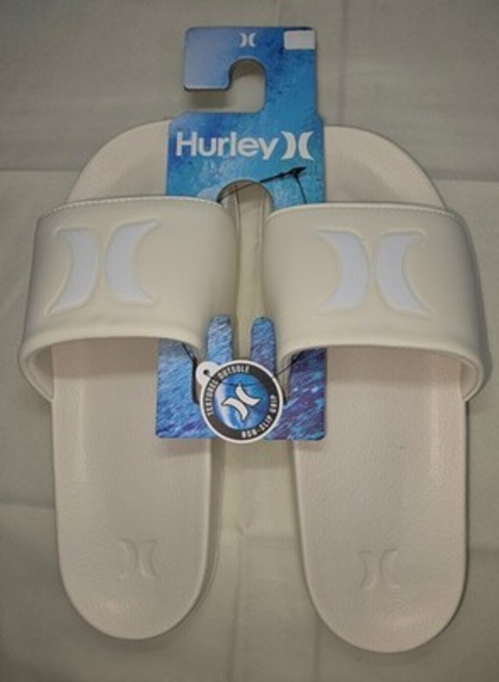 Hurley Men's Icon Slide Sandals with Textured Outsole in White Size: 12 - Picture 1 of 3